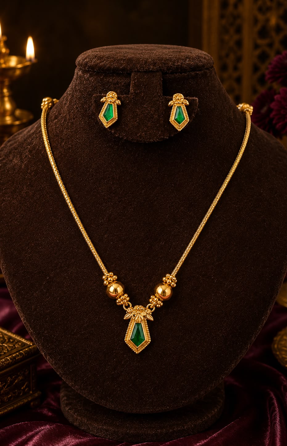 Green simple pendent necklace